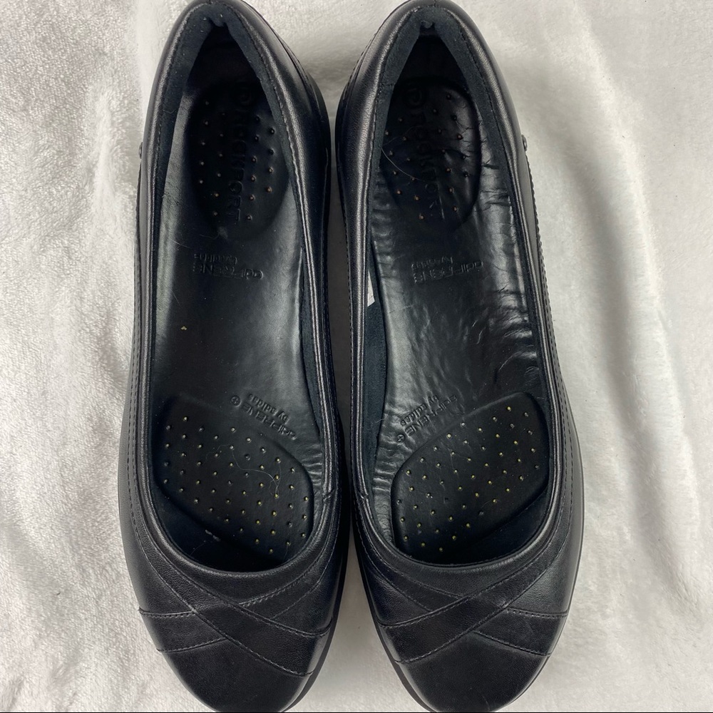 Rockport Black Leather Ballet Flats Shoes 9